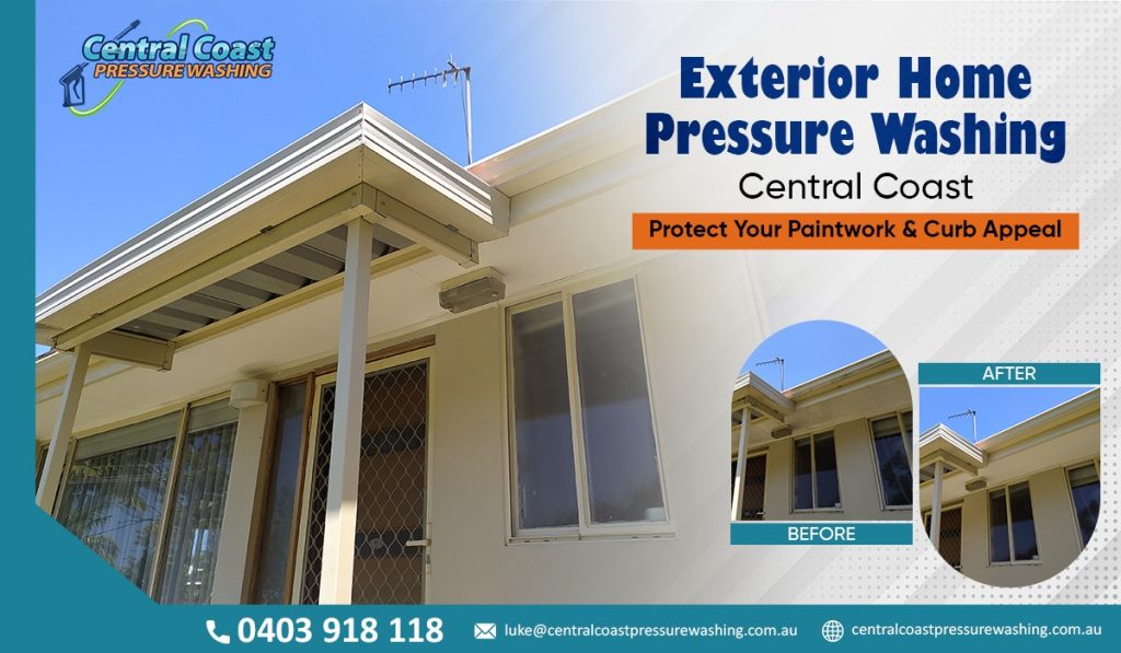 Exterior home pressure washing Central Coast